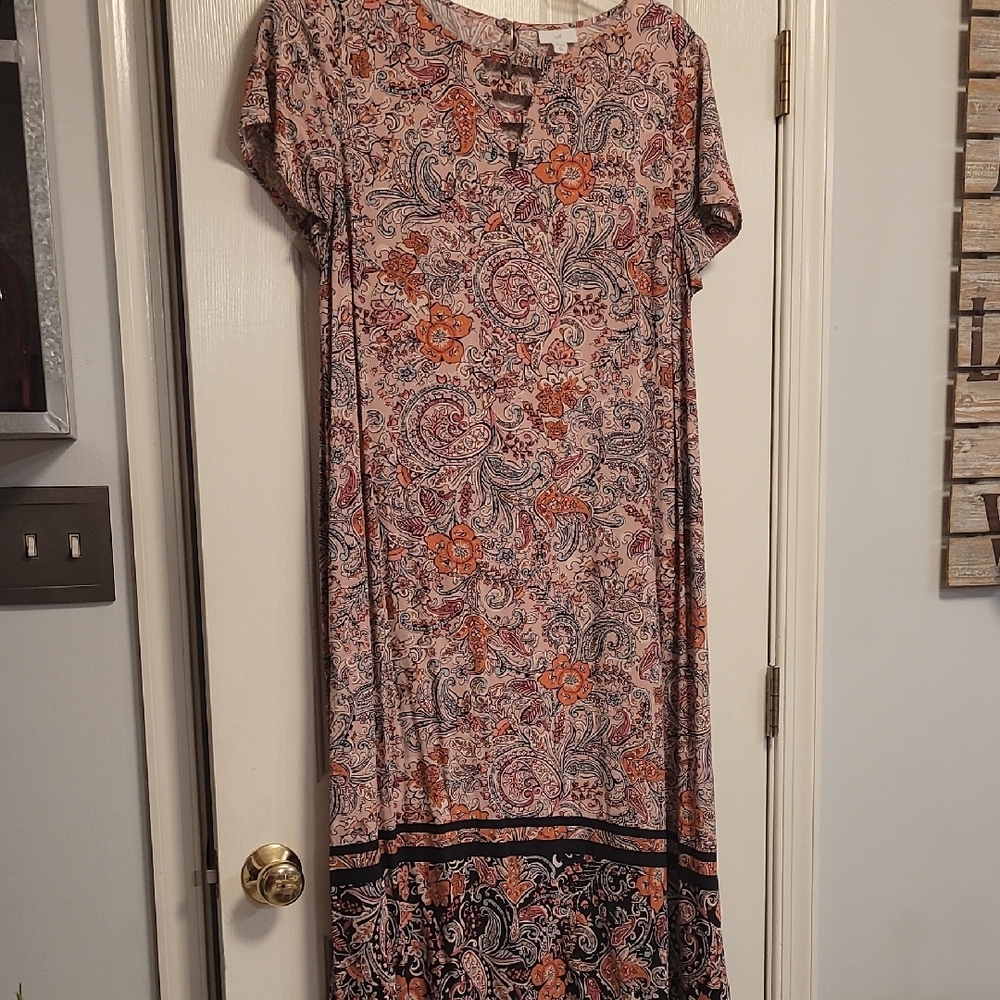 J. Jill Pink Floral Paisley Maxi Dress Petite XL